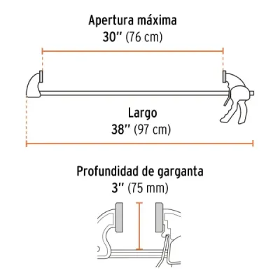 Prensa Ajuste Rápido 30' Largo 38' Truper Capacidad 165 Kg