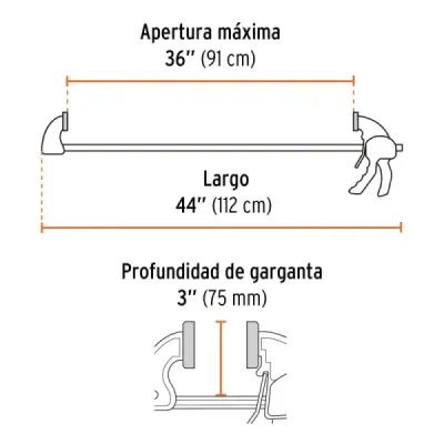Prensa Ajuste Rápido 36' Largo 44' Truper Capacidad 165 Kg