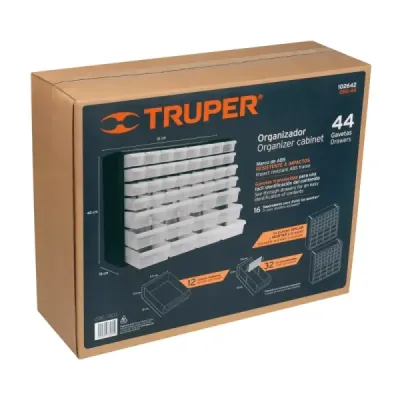 Organizador Accesorios 44 Gavetas 51x16x40cm Truper Apilable