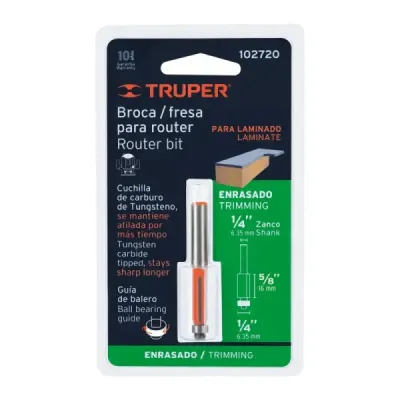 Fresa Corte Recto Enrasado 6x17mm Truper Balinera 1/4'