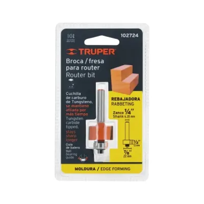 Fresa Rebajadora Bordes 22x13mm Truper Balinera 1/2'