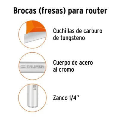 Fresa Machimbrador Ensamble 16x17.5mm Truper Balinera 3/8'