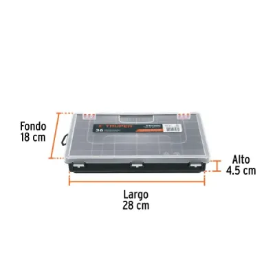 Organizador 36 Compartimientos 28x18x4.5 Cm Truper Maletín
