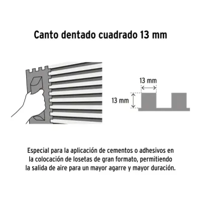 Llana Dentado Cuadrado 1/2' Pulido Truper Comfort Grip