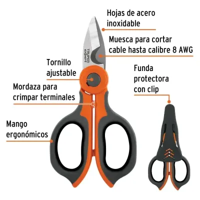 Tijeras Corta Cable Electricista 6' Truper Inoxidables Grip