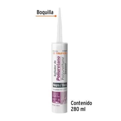 Sellador Silicona Poliuretano Negro 280ml Truper No Escurre
