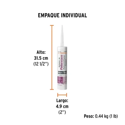 Sellador Silicona Poliuretano Negro 280ml Truper No Escurre