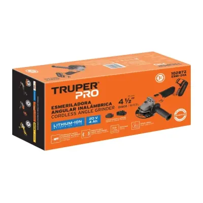 Pulidora Angular Inalámbrica 4.1/2' 20v Truper Pro Batería
