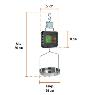 Báscula Electrónica Colgante 40 Kg Lcd Truper Charola 33 Cm