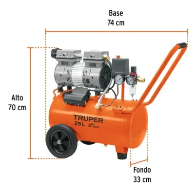 Compresor De Aire 2hp 25l Truper Silencioso Libre De Aceite