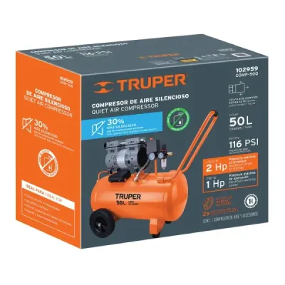 Compresor De Aire 2hp 50l Truper Silencioso Libre De Aceite