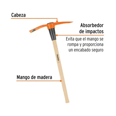 Pica Zapapico 5 Lb Mango Madera 36' Truper Absorbe Impactos