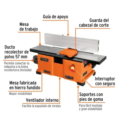 Canteadora Madera De Banco 6' 2hp Truper 120v Ducto Polvo