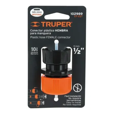 Conector Plástico Hembra Manguera 1/2' Abs Truper Ajustable
