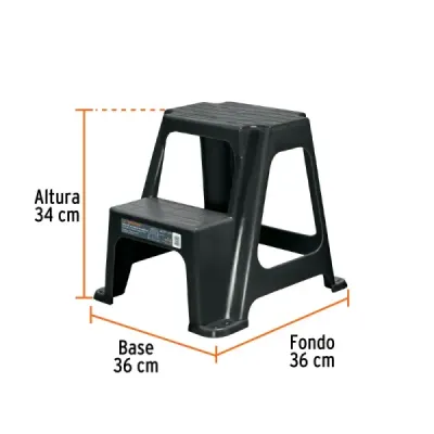 Silla Butaco 2 Peldaños 34x36x36cm Truper Capacidad 136 Kg