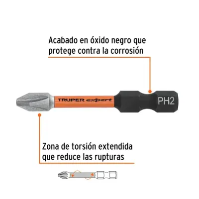 Set 50 Puntas Cruz Estrella Philips Ph2 X 2' Truper Expert