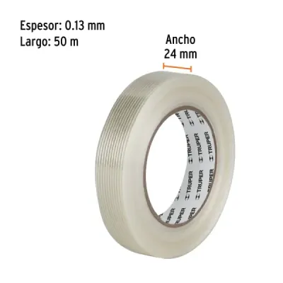 Cinta Embalaje Filamento 50mx24mm Truper 55kgf Reforzada