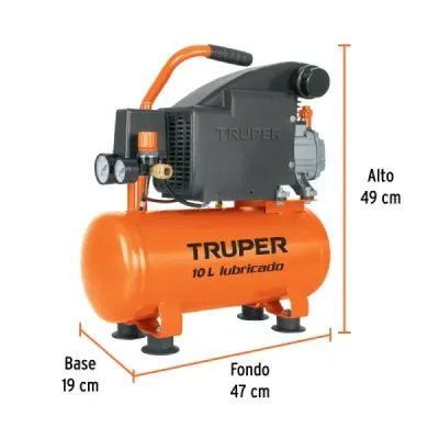 Compresor De Aire Lubricado 2hp 10l Truper Cobre 116psi 6a