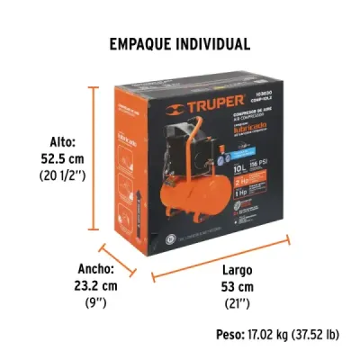 Compresor De Aire Lubricado 2hp 10l Truper Cobre 116psi 6a