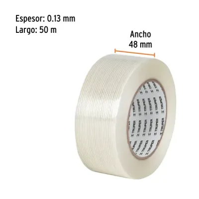 Cinta Embalaje Filamento 50mx48mm Truper 70kgf Reforzada