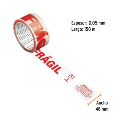 Cinta Impresa Marcación Embalaje Frágil 150x48mm Roja Truper