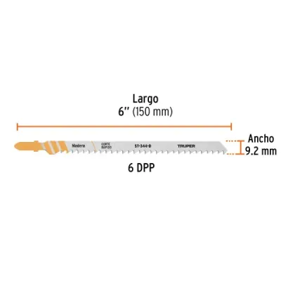 Set 5 Seguetas Caladora 3.1/4' Madera 2-15 Mm Truper 18 Dpp