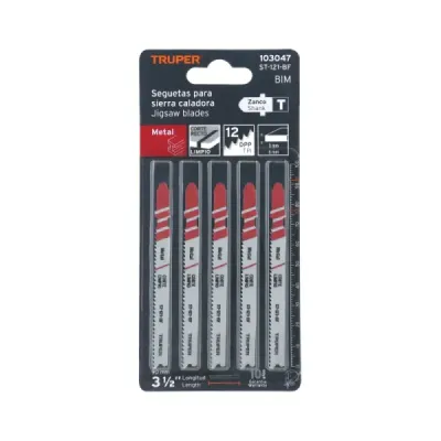 Set 5 Seguetas Caladora 3.1/2' Metal 3-6 Mm Truper 12 Dpp