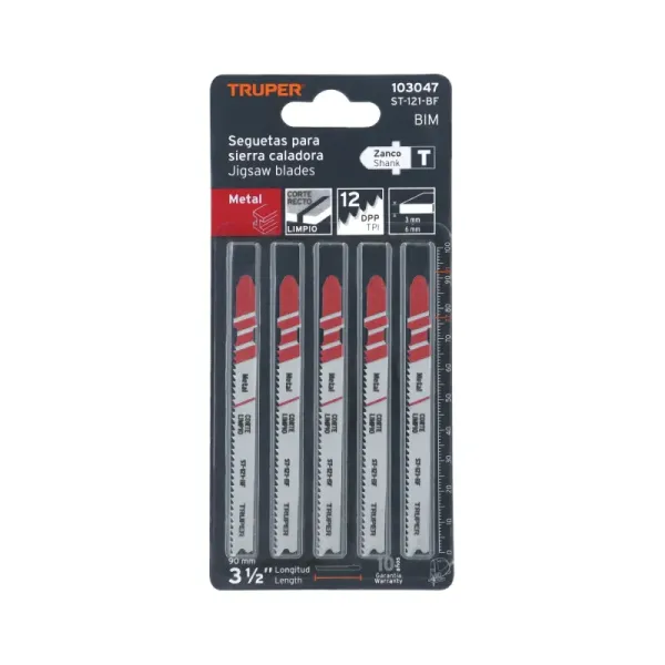 Set 5 Seguetas Caladora 3.1/2' Metal 3-6 Mm Truper 12 Dpp (ST-121-BF - 103047)