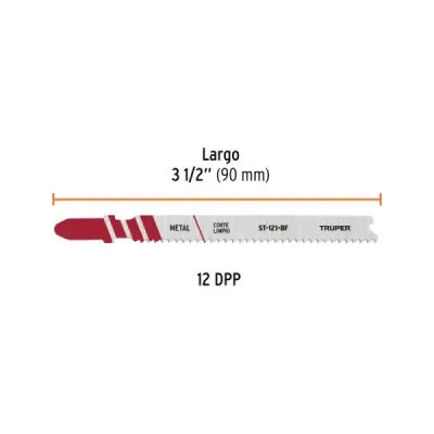 Set 5 Seguetas Caladora 3.1/2' Metal 3-6 Mm Truper 12 Dpp