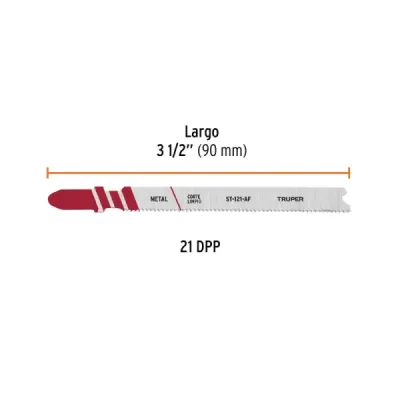 Set 5 Seguetas Caladora 3.1/2' Metal 1-3 Mm Truper 21 Dpp