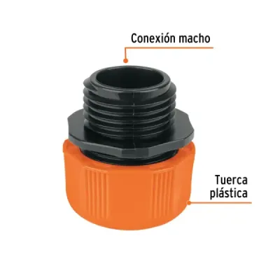 Conector Plástico Macho Manguera 1/2' Abs Truper Ajustable