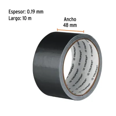 Cinta Americana Ducto Negra 10mx48mm Truper 200kgf/cm