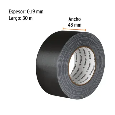 Cinta Americana Ducto Negra 30mx48mm Truper 200kgf/cm