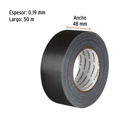 Cinta Americana Ducto Negra 50mx48mm Truper 200kgf/cm