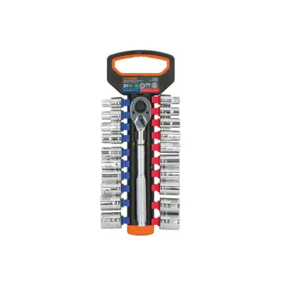 Juego 21 Copas Mixtas Ratchet 1/2' Truper Moleteado Estuche