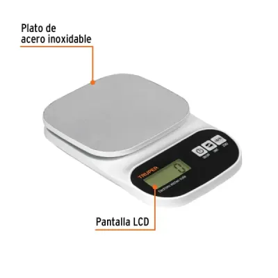 Báscula Electrónica Gramera 5kg Truper Acero Inoxidable