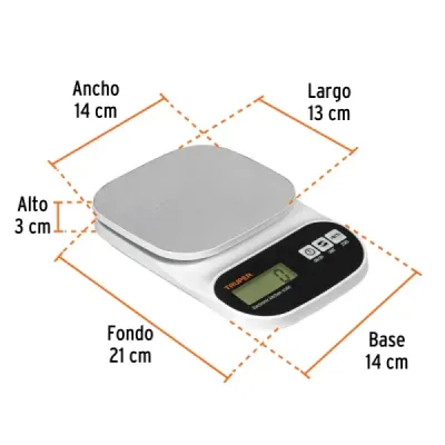 Báscula Electrónica Gramera 5kg Truper Acero Inoxidable