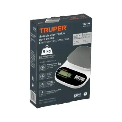 Báscula Electrónica Gramera 5kg Truper Acero Inoxidable