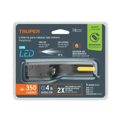 Linterna Cabeza Minero 350 Lm Truper Sensor Movimiento