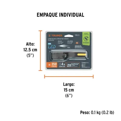 Linterna Cabeza Minero 350 Lm Truper Sensor Movimiento