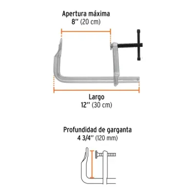 Prensa Rápida Tipo F 8' Largo 12' Truper Expert 610 Kg