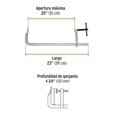 Prensa Rápida Tipo F 36' Largo 44' Truper Expert 610 Kg