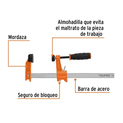 Prensa Ajuste Rápido Tipo F 8' Largo 11' Truper 270 Kg