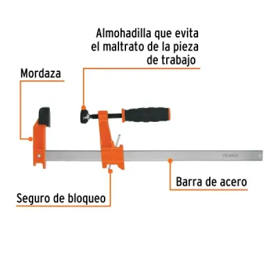 Prensa Ajuste Rápido Tipo F 10' Largo 14' Truper 270 Kg