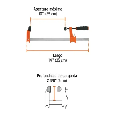 Prensa Ajuste Rápido Tipo F 10' Largo 14' Truper 270 Kg