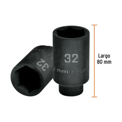 Copa Dado Impacto Largo 32mm 6 Puntas Truper Cuadrante 1/2'