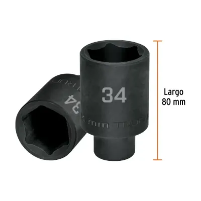 Copa Dado Impacto Largo 34mm 6 Puntas Truper Cuadrante 1/2'