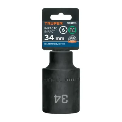 Copa Dado Impacto Largo 34mm 6 Puntas Truper Cuadrante 1/2'