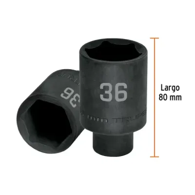 Copa Dado Impacto Largo 36mm 6 Puntas Truper Cuadrante 1/2'