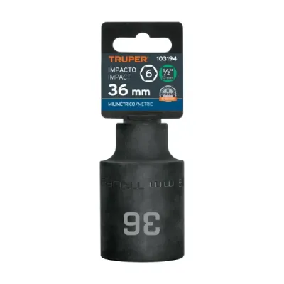 Copa Dado Impacto Largo 36mm 6 Puntas Truper Cuadrante 1/2'